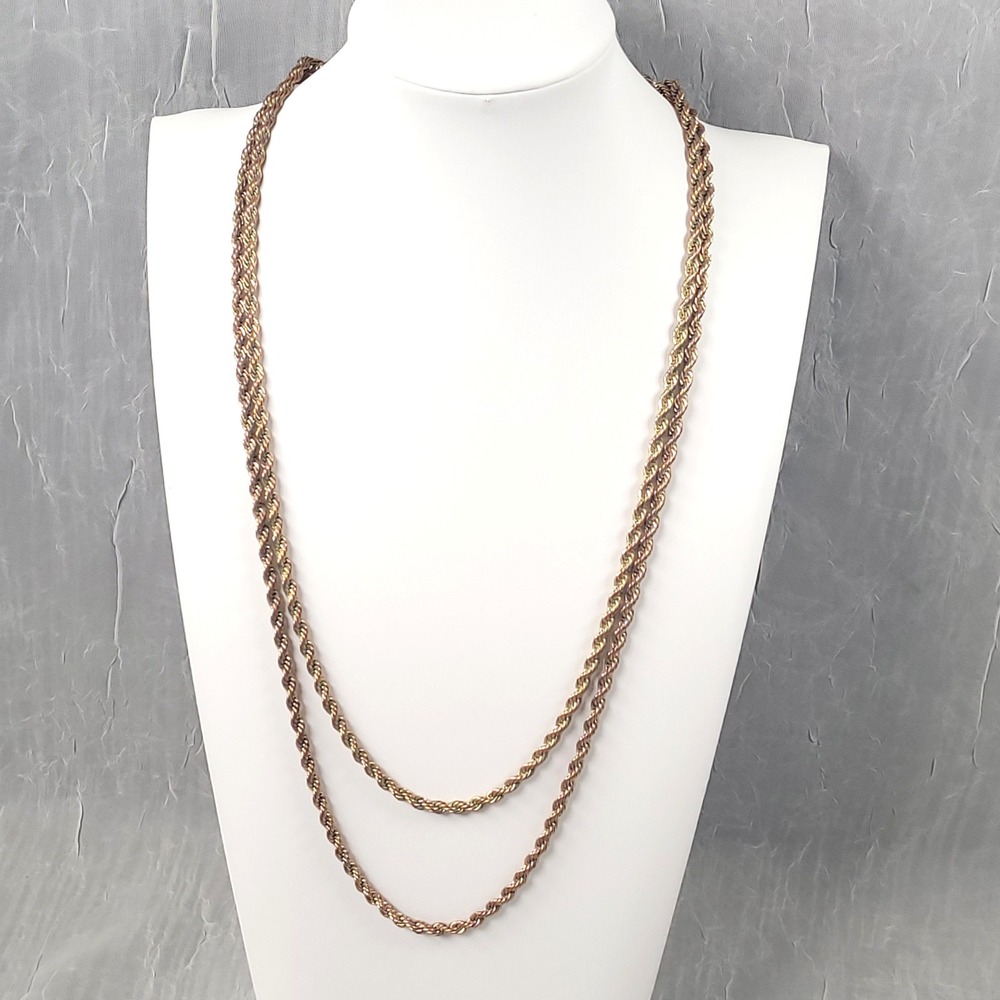 Twisted Two Tone Rope Chain Necklace Set 2 Women Yellow & Rose Gold Jewelry